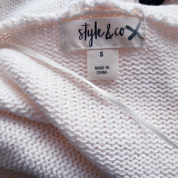 Style&Co Longline Open Front Hoodied Cardigan Sweater Size S Ivory Cream Vanilla - Picture 9 of 10